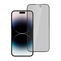 Betekintésgátló Kijelzővédő üvegfólia - iPhone 14 Pro (6.1")  -  fekete