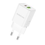   Borofone hálózati töltő BN14 GaN - USB+Type-C - QC3.0 PD 30W - fehér