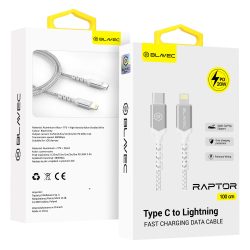 Blavec Cable Raptor Type-C / Lightning Adat és Töltőkábel (CRA-CL24WS10) - 2,4A / 1 méter - Fehér