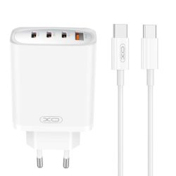 XO CE23 PD 65W hálózati gyors töltő1xUSB 3x Type - C + Typ-c - Type-C kábellel - fehér