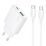   Borofone hálózati töltő fej BN25  - 1x USB + 1x Type-C - 30W - Type-c - Type-C kábellel - fehér 